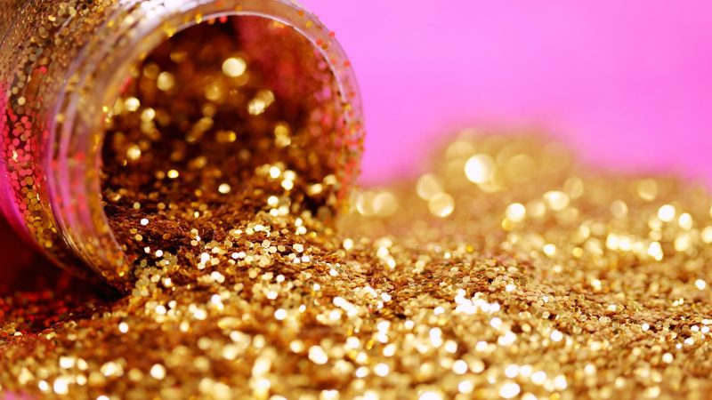 gold glitter with jar